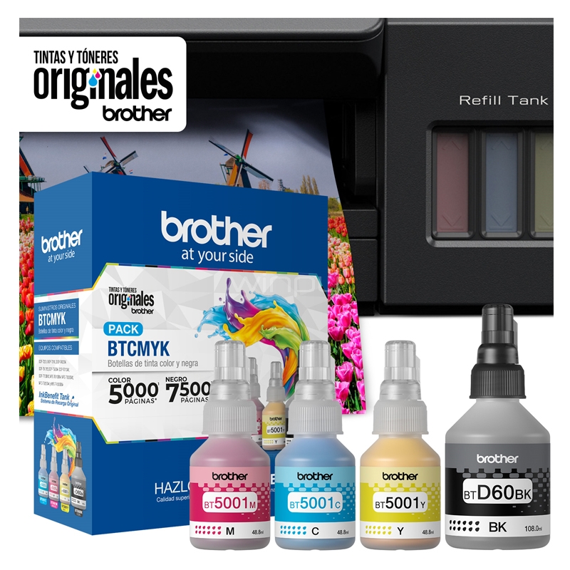 Pack de Tintas Originales Brother BT5001 (Cian, Magenta, Amarillo, Negro)