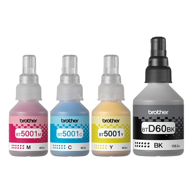 Pack de Tintas Originales Brother BT5001 (Cian, Magenta, Amarillo, Negro)