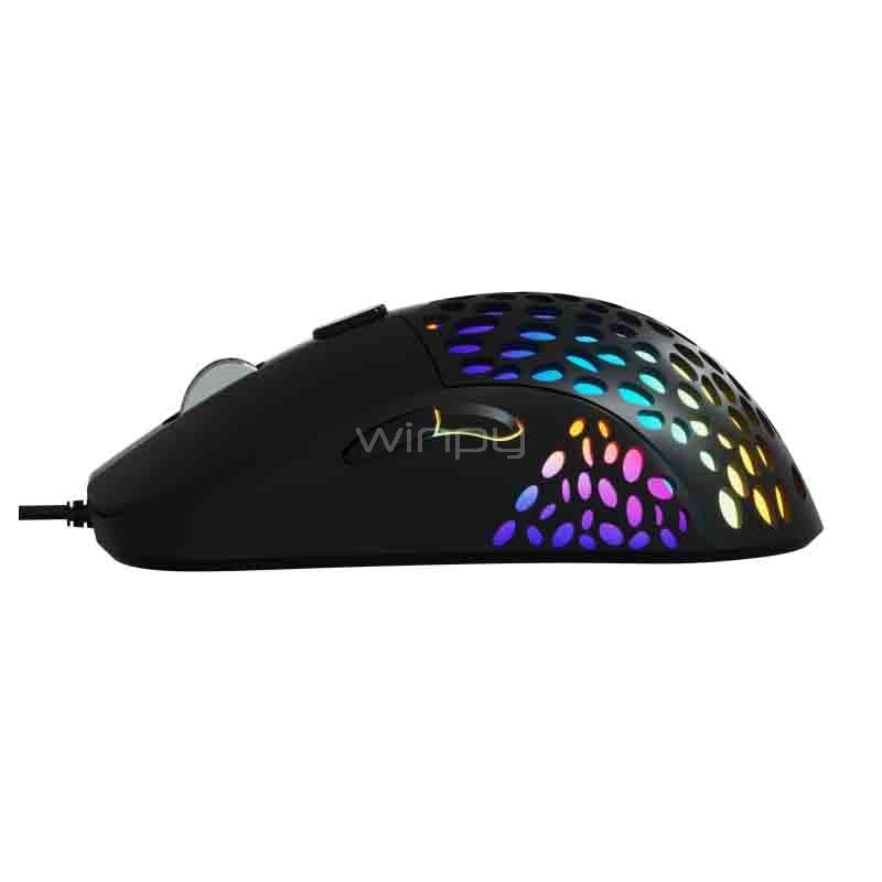 Mouse Gamer XTech SWARM Ultraligero (6400dpi, LED Multicolor, Negro)