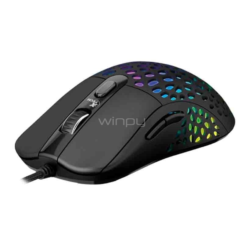 Mouse Gamer XTech SWARM Ultraligero (6400dpi, LED Multicolor, Negro)