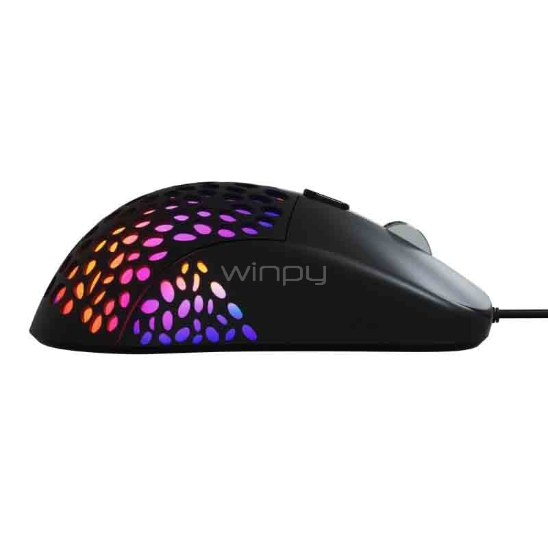 Mouse Gamer XTech SWARM Ultraligero (6400dpi, LED Multicolor, Negro)