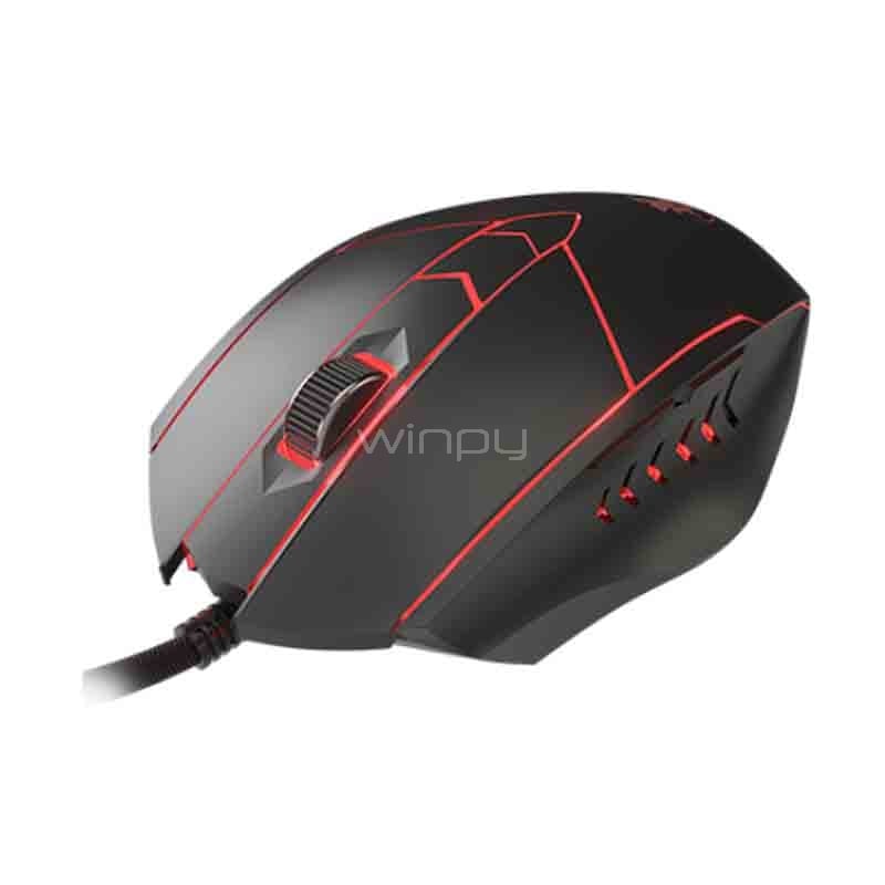 Mouse Gamer XTech STAUROS 6 Botones (7.200dpi, LED Multicolor, Negro)