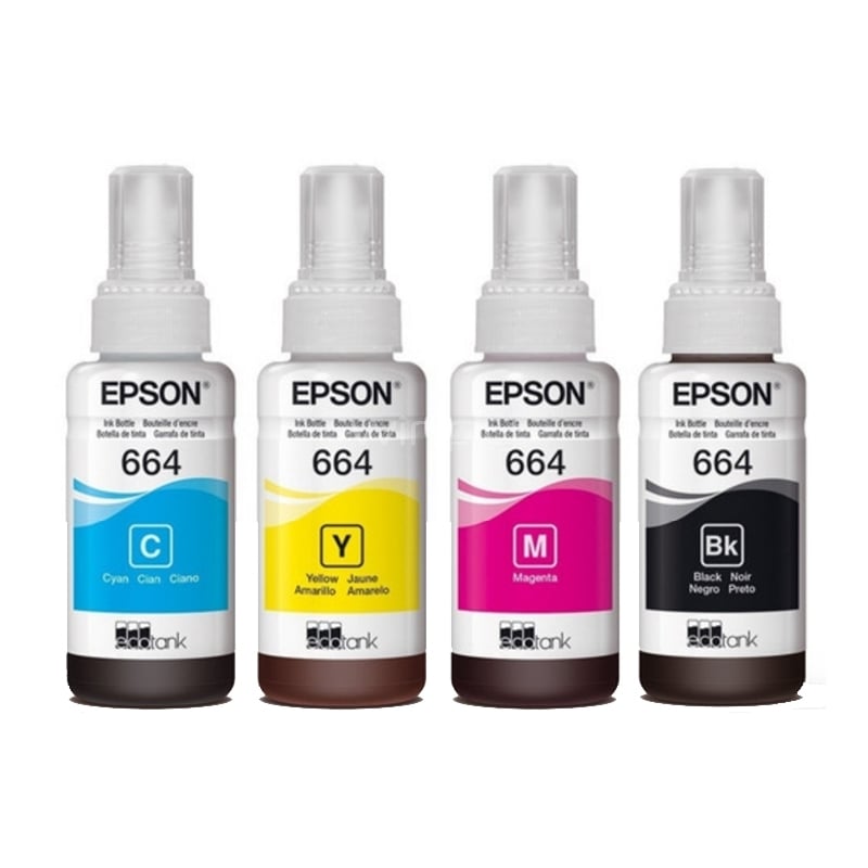 Pack de Botellas Tintas Epson T664 EcoTank (Cyan, Magenta ,Amarillo,Negro)