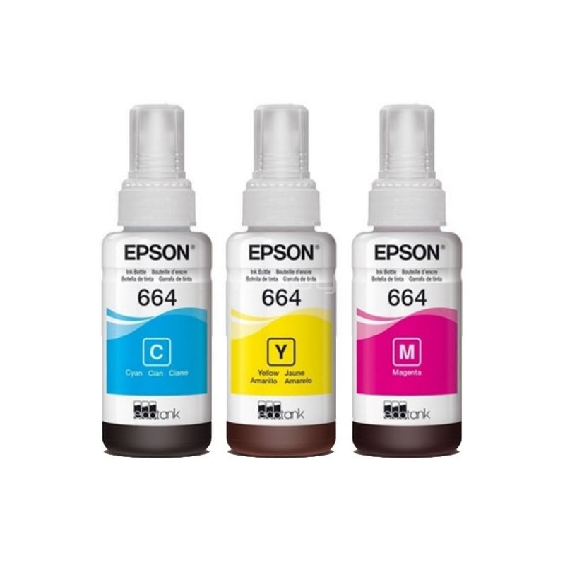 Pack de Botellas Tintas Epson T664 EcoTank (Cyan, Magenta ,Amarillo)