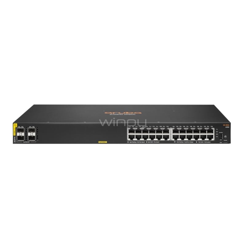 Switch Aruba 6100 de 24 Puertos (Gestionado, SFP+, 128 Gbps, PoE/PoE+ Clase 4, 370 W)