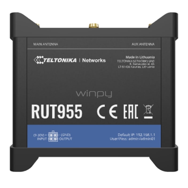 Router Celular Industrial Teltonika RUT955 4G/LTE (Cat 4, 3G, 2G conector SIM)