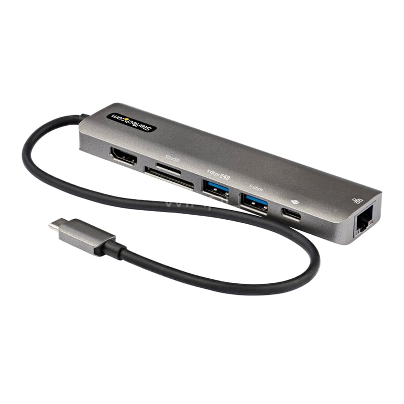 Adaptador Multipuertos StarTech Dock USB-C (HDMI, SD, microSD, USB-A, Ethernet, 100W)