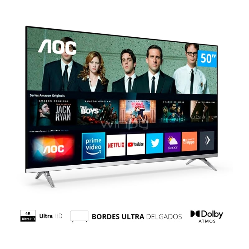 Televisor AOC Smart TV de 50“ (LED, 4K UHD, HDR10+, HDMI+USB, Dobly Audio)