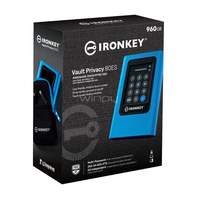 Disco Externo SSD Kingston IronKey Vault Privacy 80 de 960GB (Cifrado XTS-AES, USB-C)