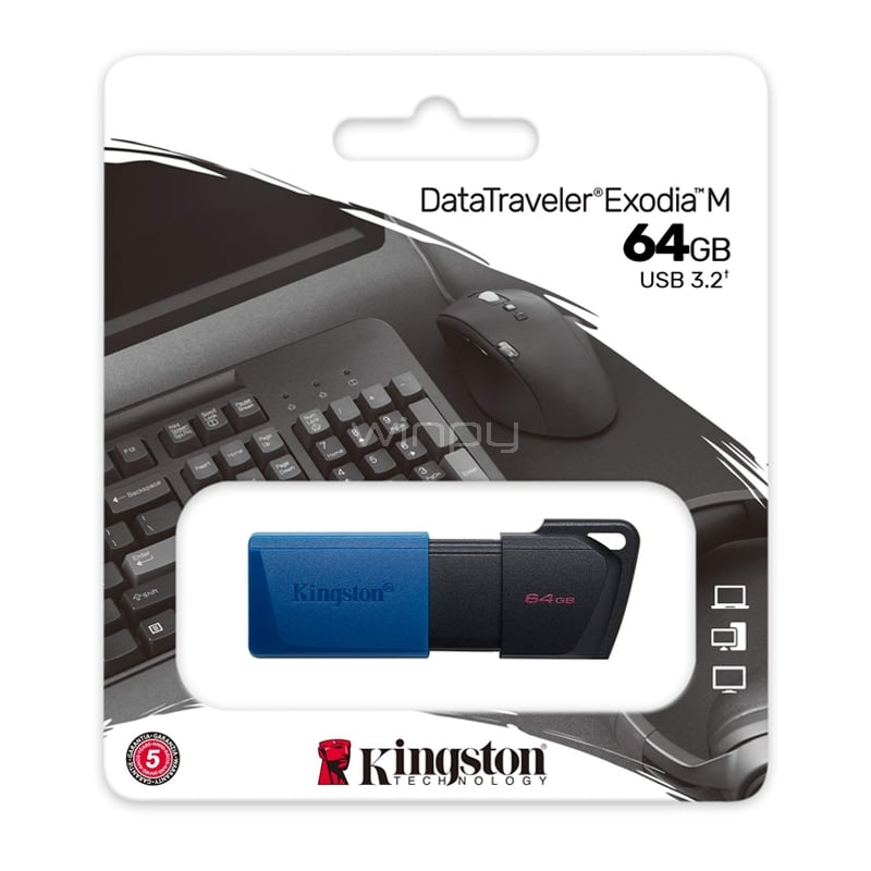 Pendrive Kingston DataTraveler Exodia M de 64GB (USB 3.2, Azul)