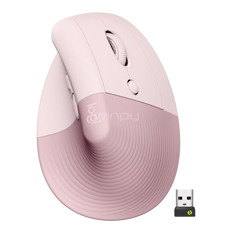 Mouse Logitech Lift Vertical Ergonomic (Bluetooth/ Dongle USB, 4.000dpi, Rosado)