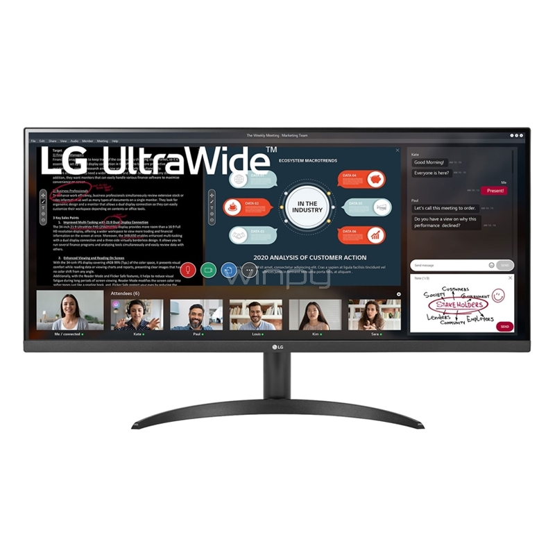 Monitor LG 34WP500-B UltraWide de 34“ (IPS, Full HD 2560x1080 HDMI, Vesa, FreeSync)