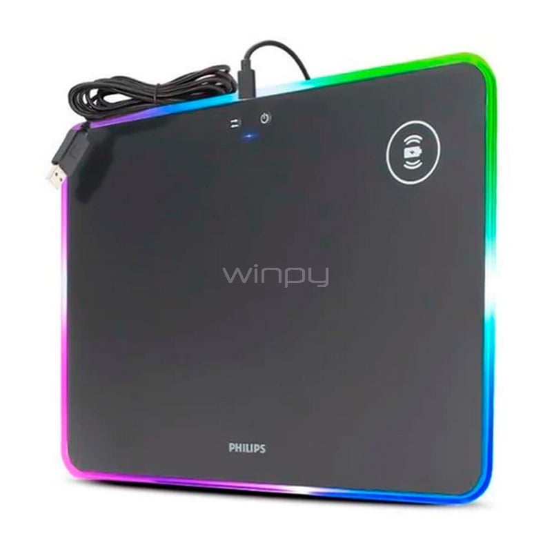 MousePad Gamer Philips SPL7504 con Cargador inalámbrico (35x25cm, RGB)
