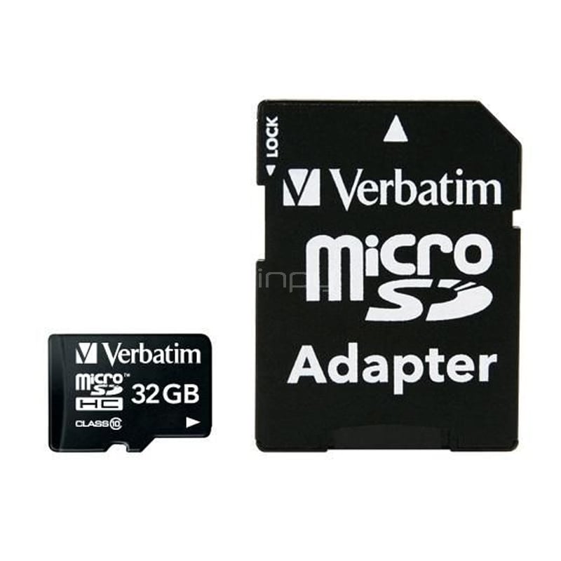 Tarjeta MicroSD Verbatim de 32GB (Class 10, con Adaptador)