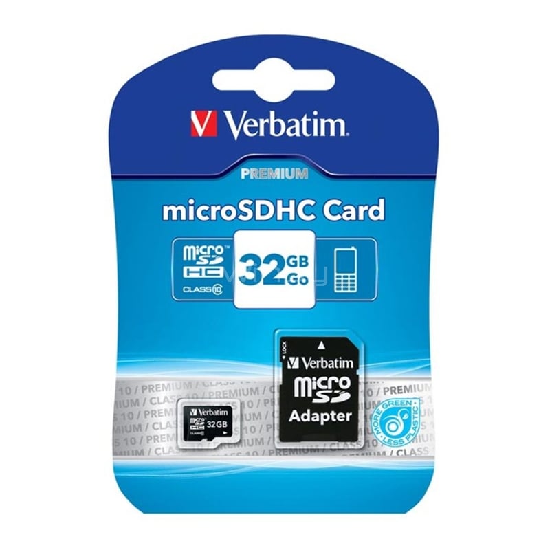 Tarjeta MicroSD Verbatim de 32GB (Class 10, con Adaptador)