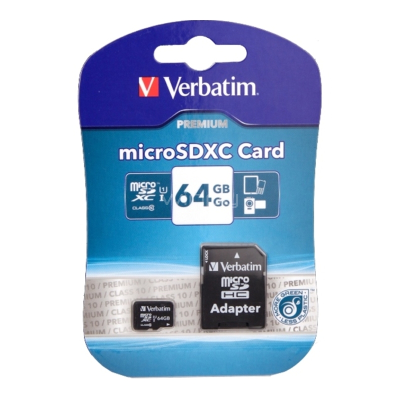 Tarjeta MicroSD Verbatim de 64GB (Class 10, con Adaptador)