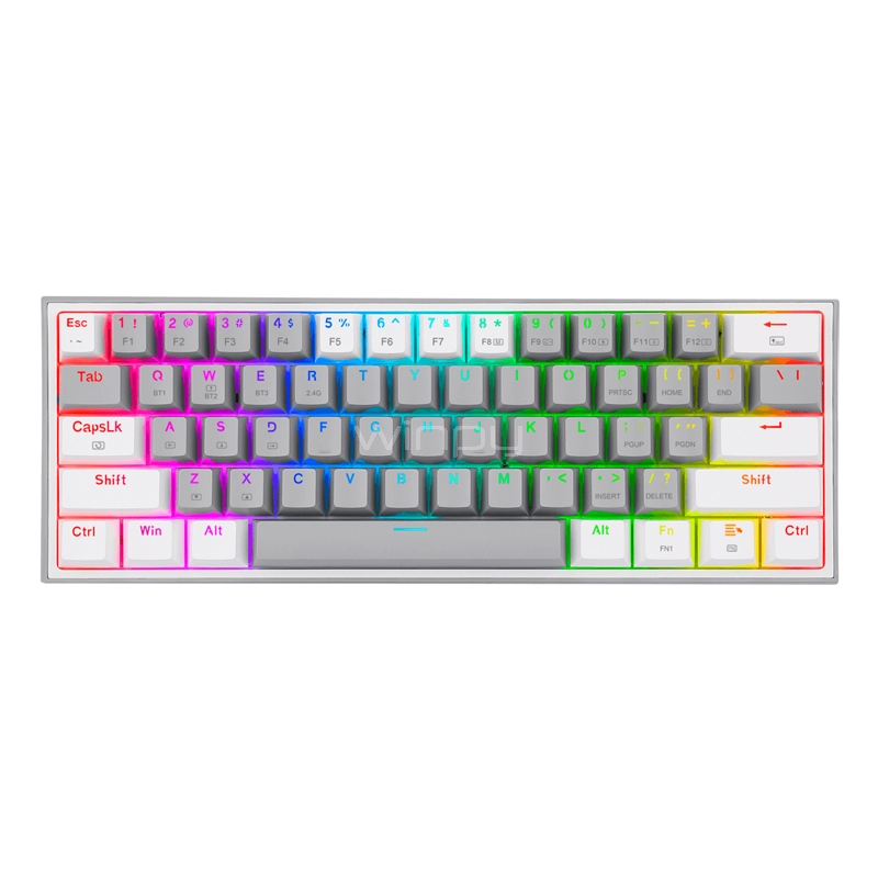 Teclado Mecánico Redragon Fizz Pro K616-RGB B (Switch Red, 1ms, Bluetooth/2.4GHz/USB-C, Gris/Blanco)