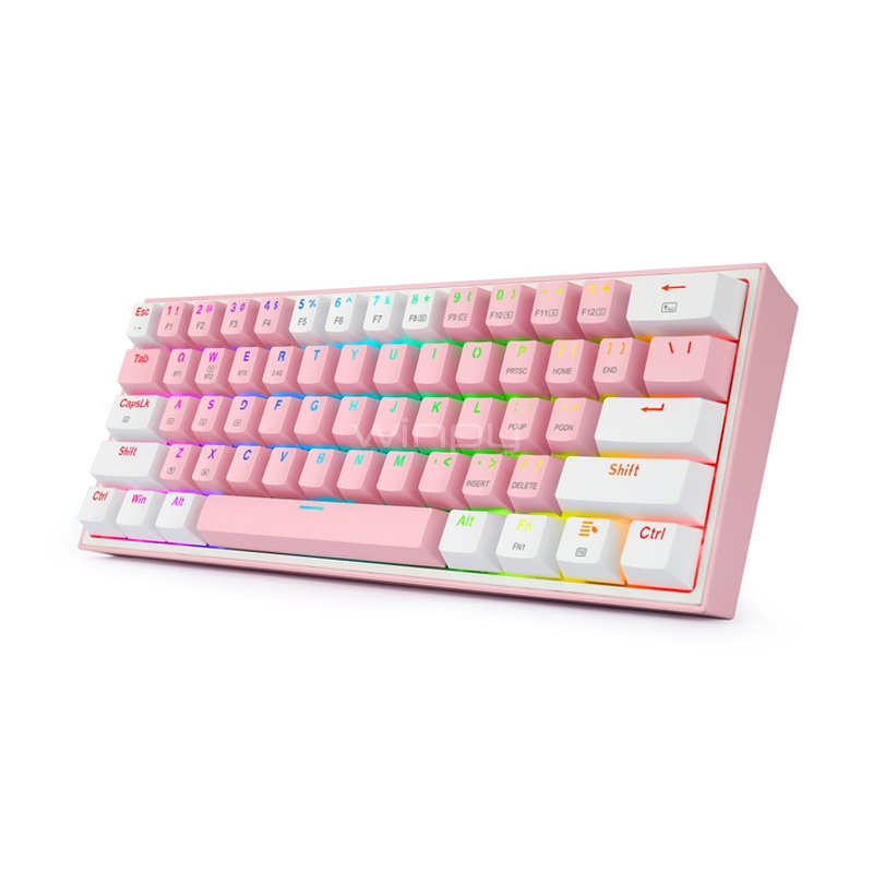 Teclado Mecánico Redragon Fizz Pro K616-RGB B (Switch Red, 1ms, Bluetooth/2.4GHz/USB-C, Rosado/Blanco)