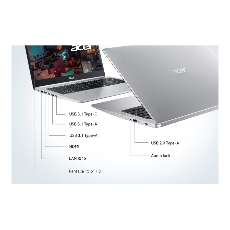 Notebook Acer Aspire 5 de 15.6“ (i3-10110U, 12GB RAM, 128GB SSD + 1TB HDD, Win10)