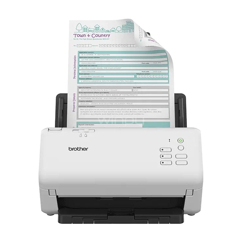 Escáner Brother ADS4300N (ADF, 1200dpi, 80 págs/min, USB/LAN)