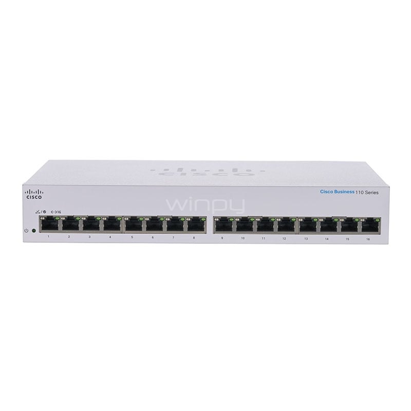 Switch Cisco CBS110-16T de 16 Puertos (Gigabit, 32 Gbps, Auto MDI/MDI-X)