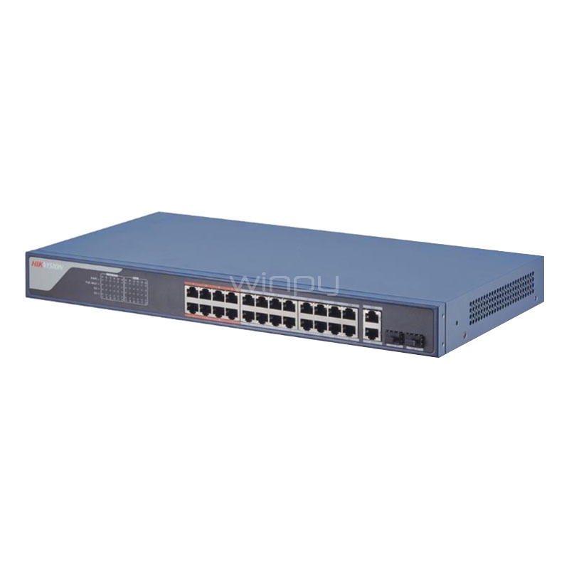 Switch Hikvision Smart Managed de 24 Puertos (Gigabit, 8.8Mbps, PoE, 370 W)