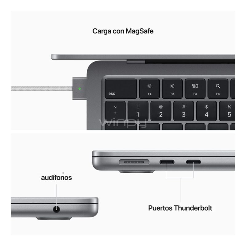 apple macbook air de 13.6“ (chip m2, 8gb ram, 512gb ssd, space gray)