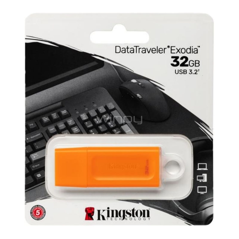 pendrive kingston datatraveler exodia de 32gb (usb 3.2, naranjo)
