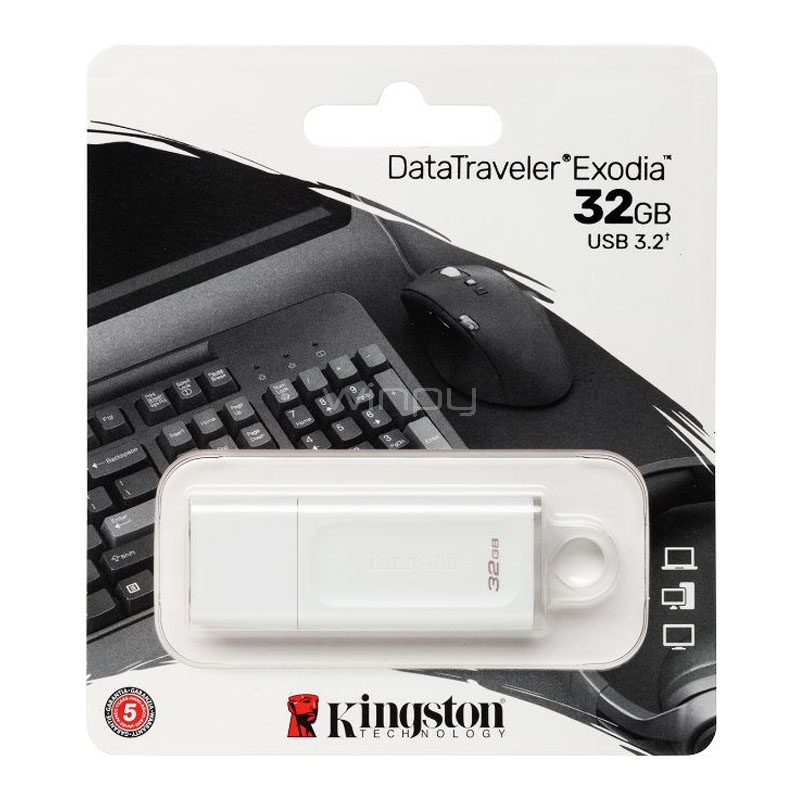 Pendrive Kingston DataTraveler Exodia de 32GB (USB 3.2, Blanco)