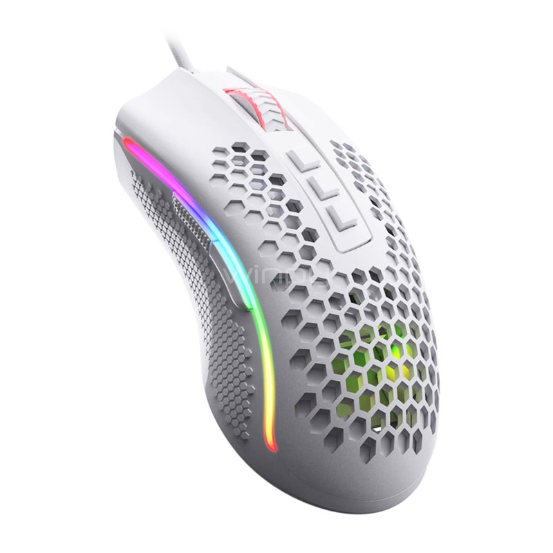 Mouse Gamer Redragon M808-KS Storm Pro (Pixart 3335, 16.000dpi, Dongle USB, RGB, Blanco)