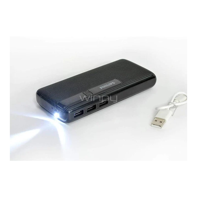Batería Externa Philips Power Bank de 10.000 mAh (USB, Negro)
