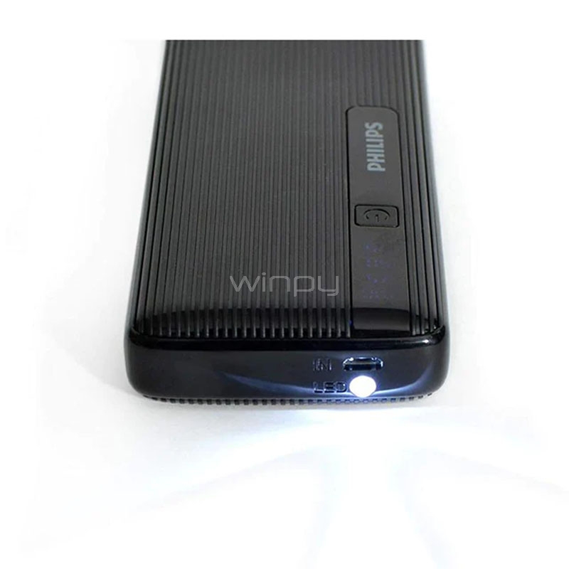 Batería Externa Philips Power Bank de 10.000 mAh (USB, Negro)