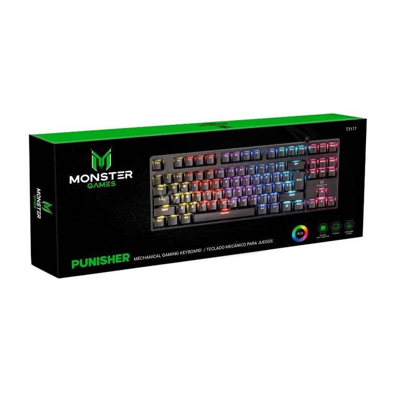 Teclado Mecánico Monster Punisher (Switch Blue, Anti-Hosting, Español)