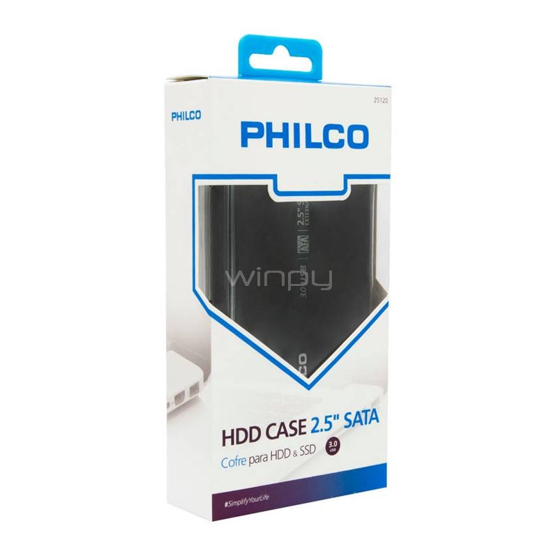 Cofre Philco para discos HDD o SSD de 2.5“ (SATA, USB 3.0, Negro)