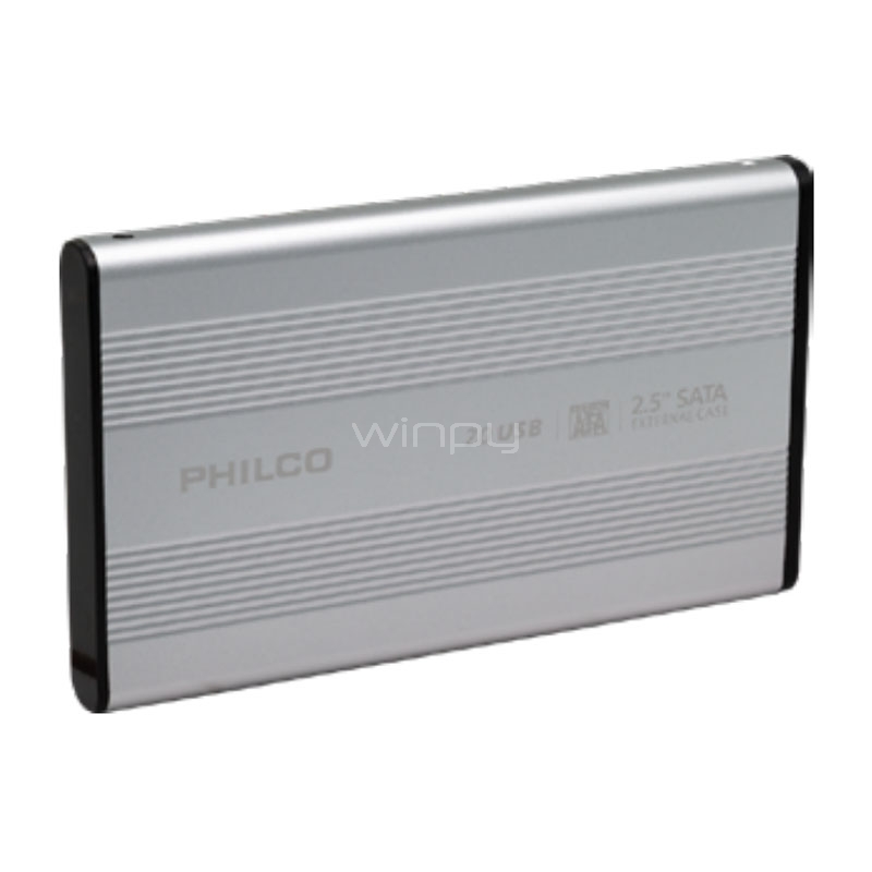 Cofre Philco para discos HDD o SSD de 2.5“ (SATA, USB 2.0, Plateado)