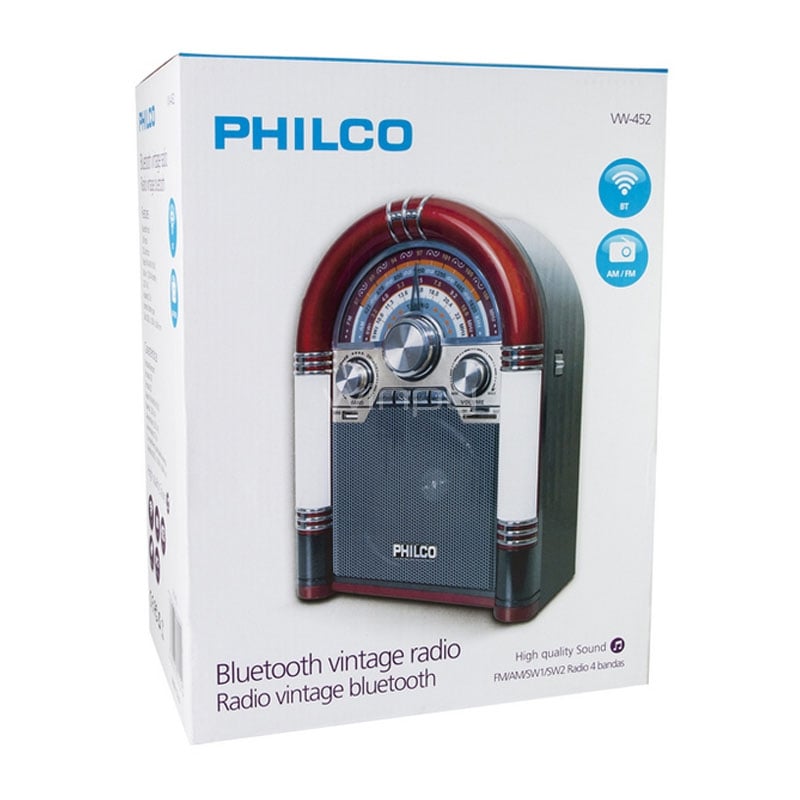 Radio Bluetooth Philco VW452 (FM/AM/SW1/SW2, Vintage)