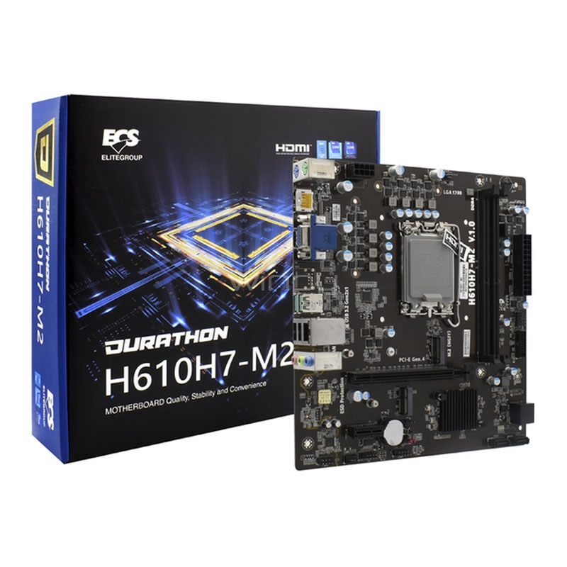 Placa Madre ECS H610H7-M2 (LGA1700, DDR4 3200MHz, M.2, microATX)