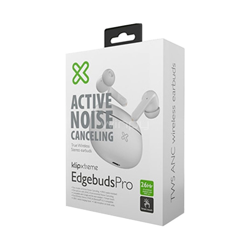Audífonos Bluetooth Klip Xtreme EdgebudsPro con ANC (In-Ear, TWS, ENC, Blanco)