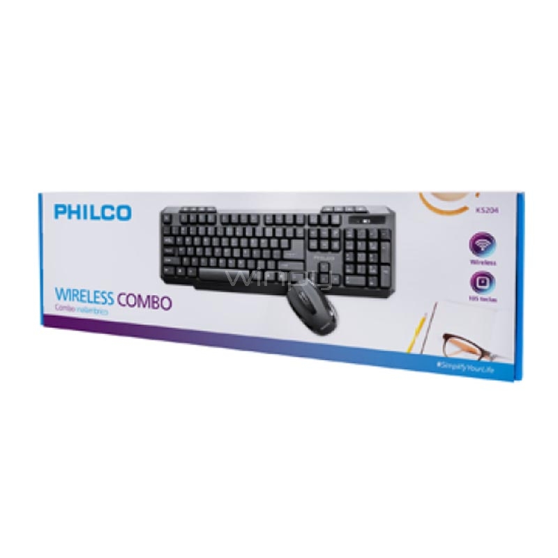 Kit Teclado + Mouse Philco K5204 (1.600dpi, Dongle USB, Negro)