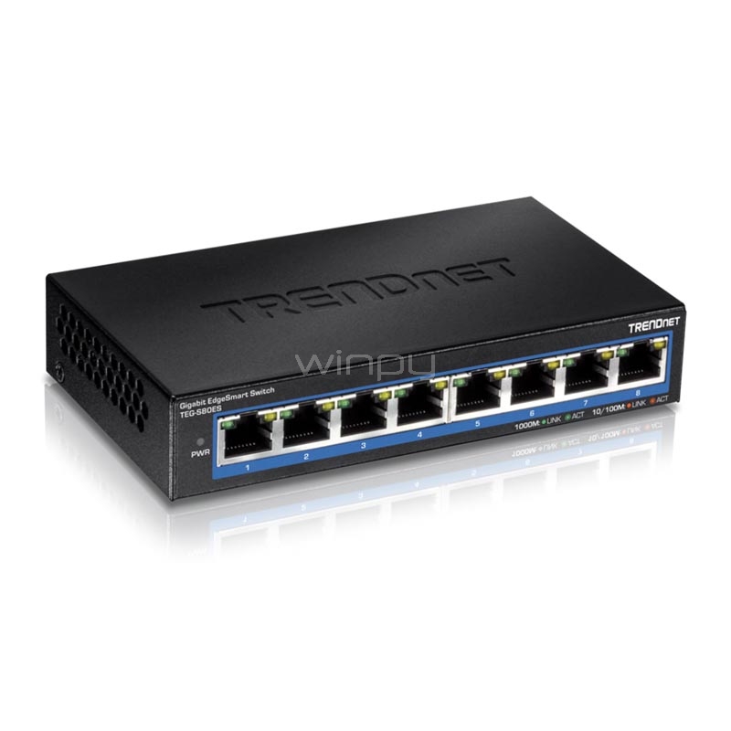 Switch TRENDnet TEG S80ES de 8 Puertos (Gigabit, 16 Gbps, QoS)