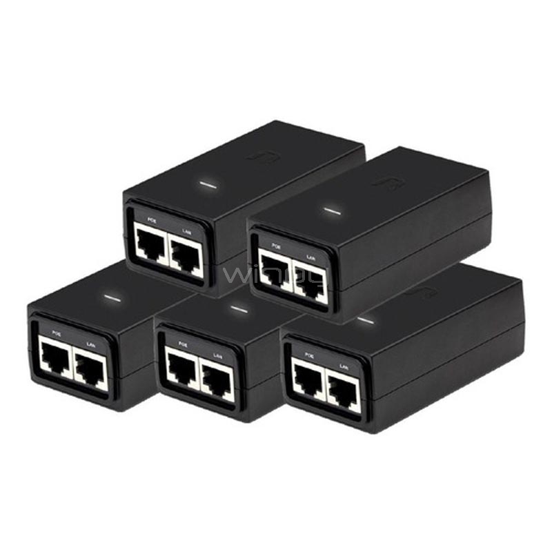 Pack inyector PoE Ubiquiti de 24V/ 12W (5 unidades, ESD, TOUGHCable)