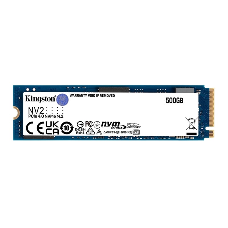 Unidad de Estado Sólido Kingston NV2 de 500GB (M.2 2280, NVMe, PCIe Gen 4x4)