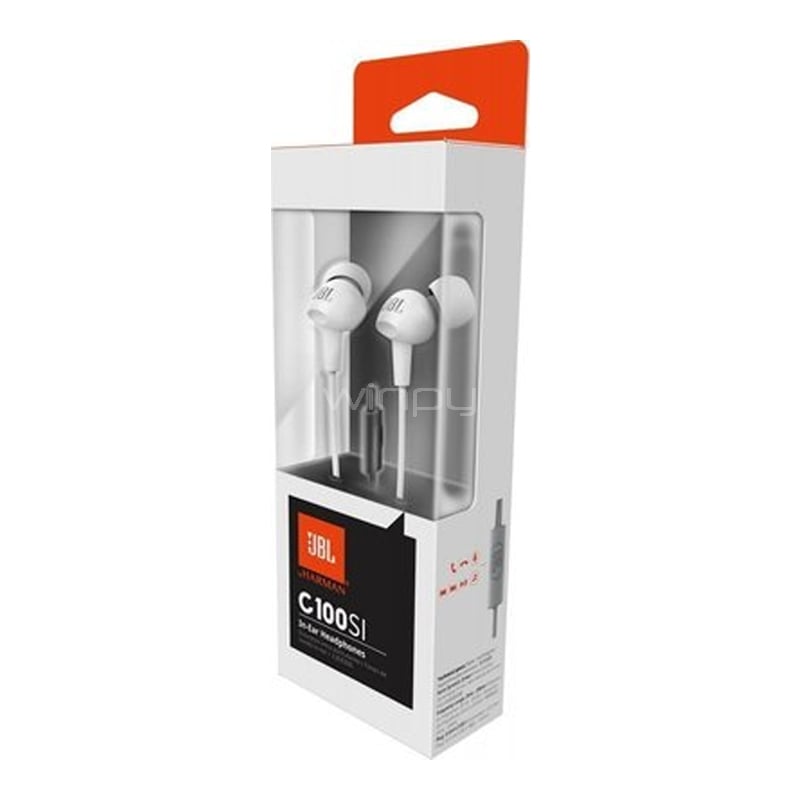 Audífonos JBL C100si Manos Libres (In-Ear, Jack 3.5mm, Blanco)