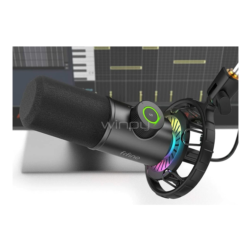 Micrófono Gamer FiFine K658 RGB (Cardioide dinámico USB, PC/PS4/PS5)