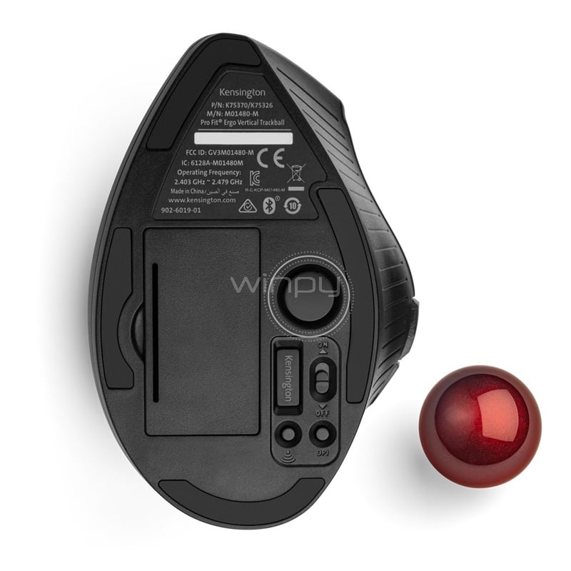 Mouse Inalámbrico Kensington Pro Fit Ergo Trackball (Dongle USB/ Bluetooth, Negro)