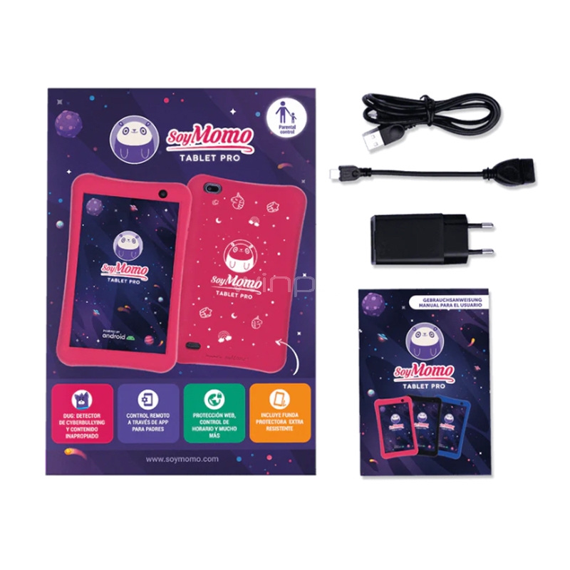 Tablet para Niños SoyMomo TabPro 1.0 de 8“ (Octacore, 2GB RAM, 32GB Internos, Rosado)