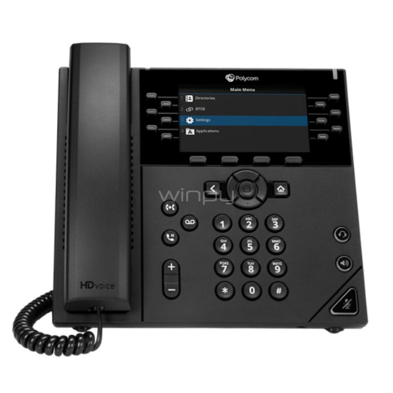 Teléfono Poly VVX 450 con Pantalla de 4.3“ (HD Voice, Acoustic Clarity, USB, LAN)