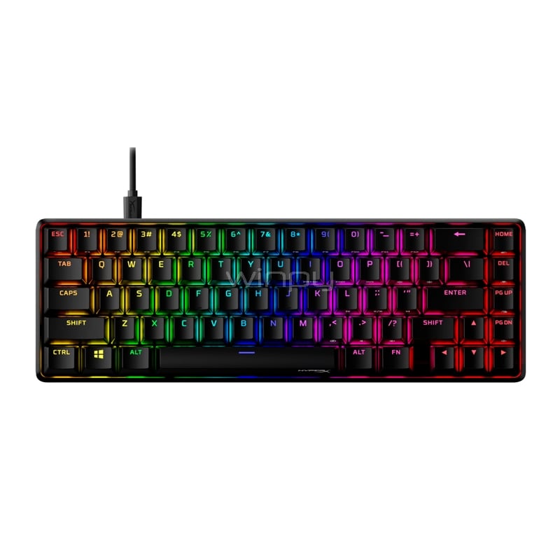 teclado mecánico hyperx alloy origins 65 rgb (switch aqua, anti-ghosting, inglés, negro)