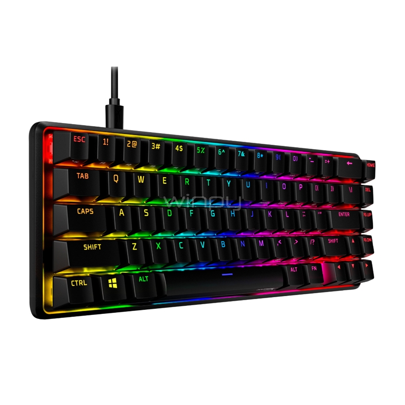 teclado mecánico hyperx alloy origins 65 rgb (switch aqua, anti-ghosting, inglés, negro)