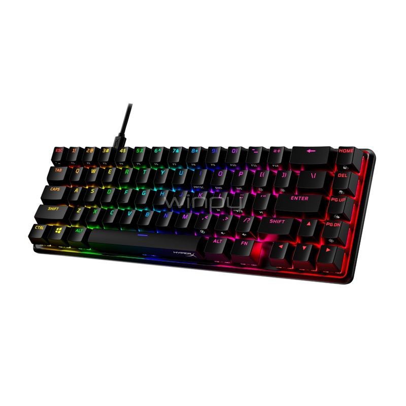 teclado mecánico hyperx alloy origins 65 rgb (switch aqua, anti-ghosting, inglés, negro)